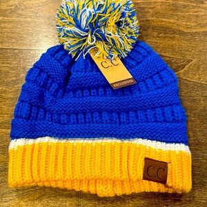 Blue and yellow beanie. Brand new. Never worn.